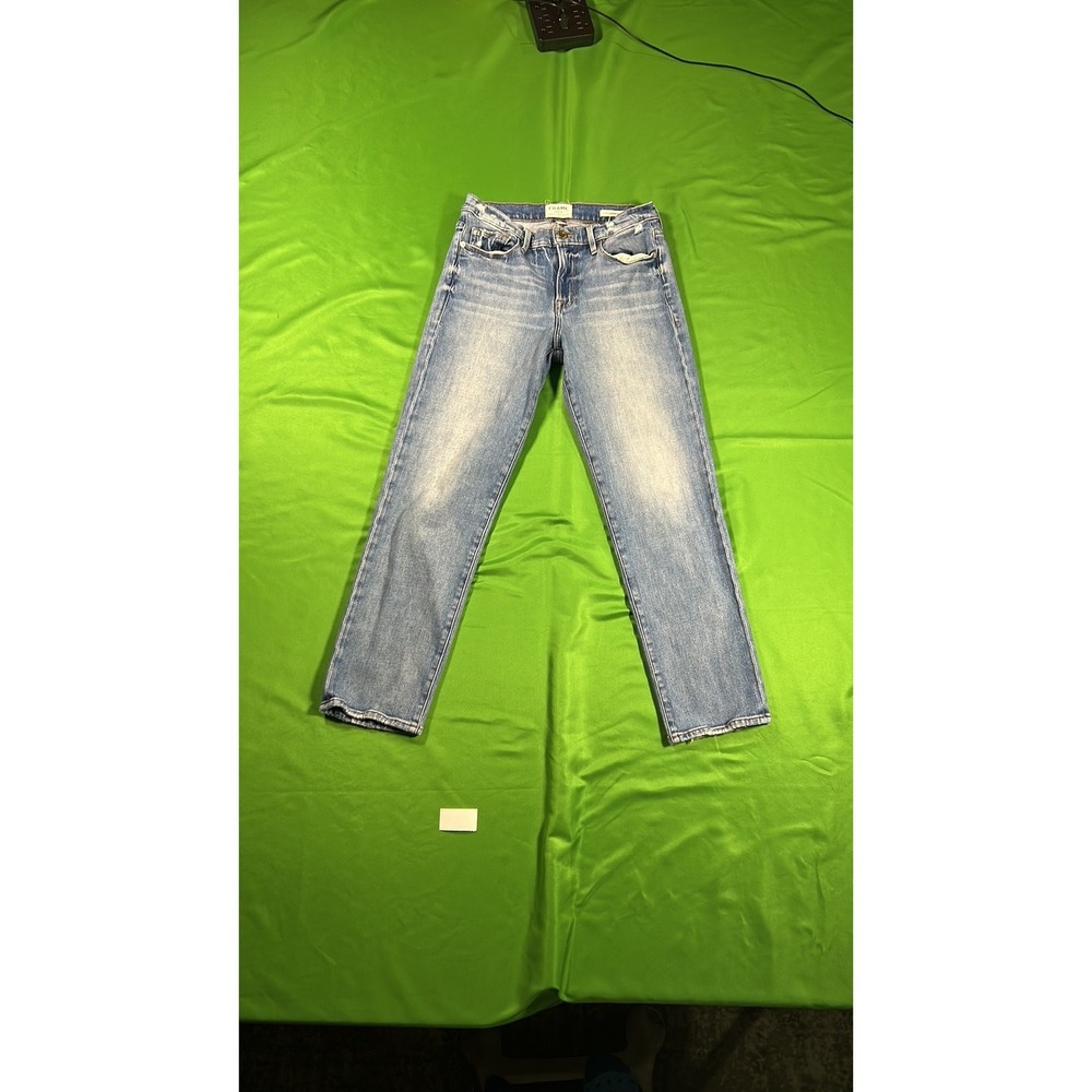 FRAME Le Nouveau Straight Blue Jeans Size 27 Light Wash Distressed Straight Leg